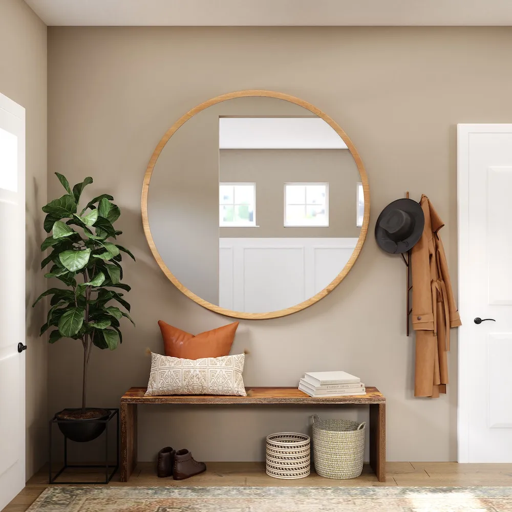 window with earth tones